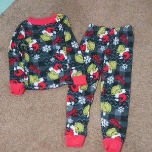 Kids' Holiday Grinch Fleece Pajama Set - Green & Red